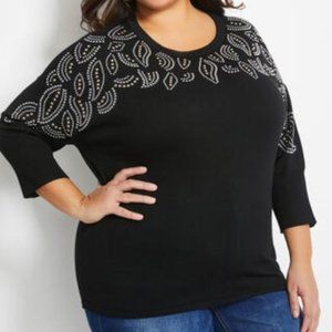 ASHLEY STEWART STUDDED DOLMAN SLEEVE SWEATER 22/24
